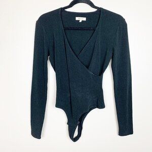 Madewell Wrap Thong Black Bodysuit Size Small